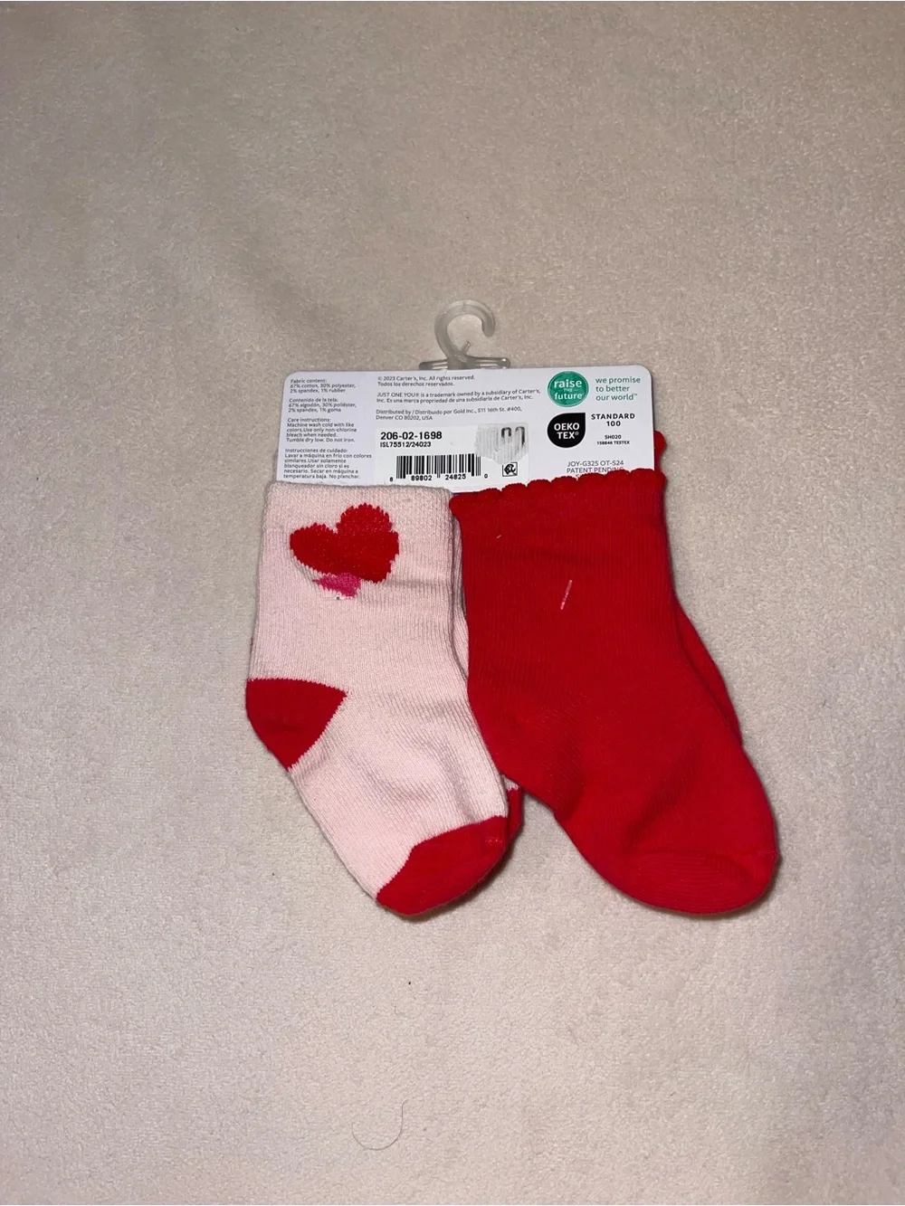 Carter's Red and Light Pink Heart Baby Socks 2-Pack